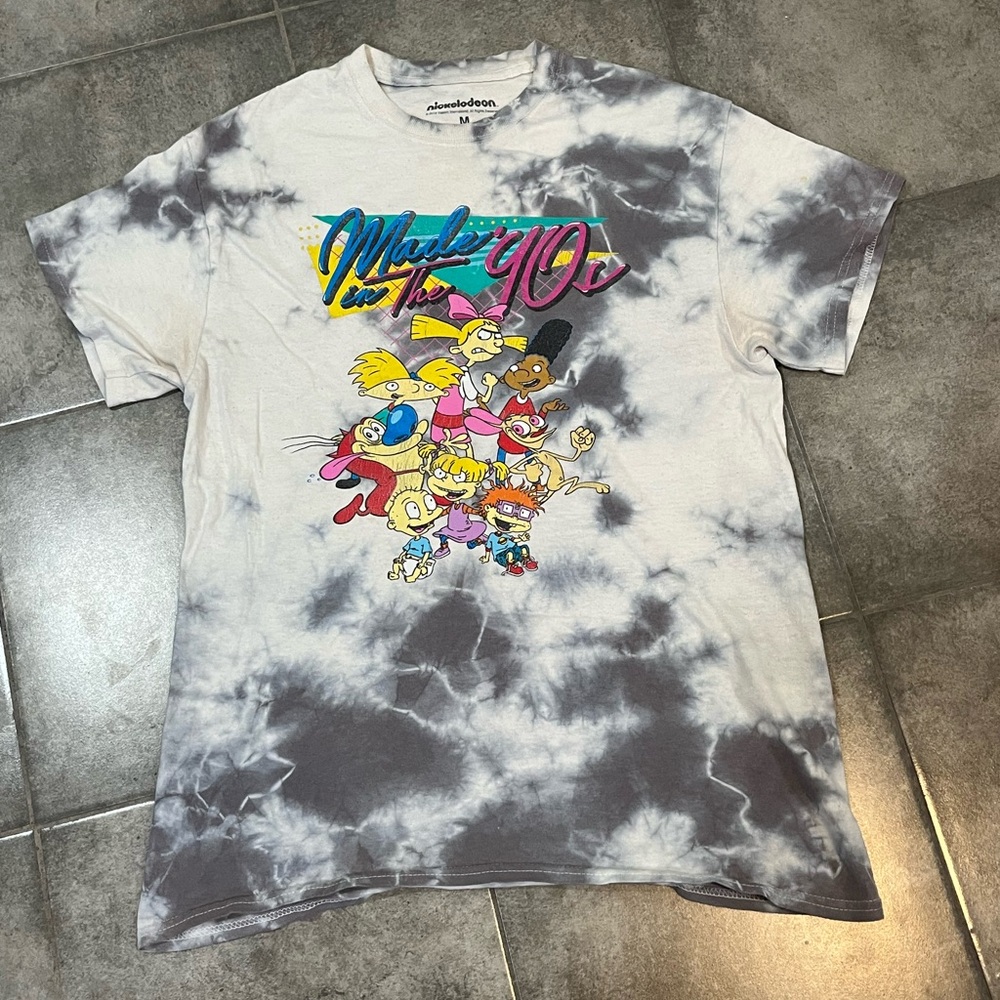 Nickelodeon Made in the 90s Tie-Dye T-Shirt - Black and White